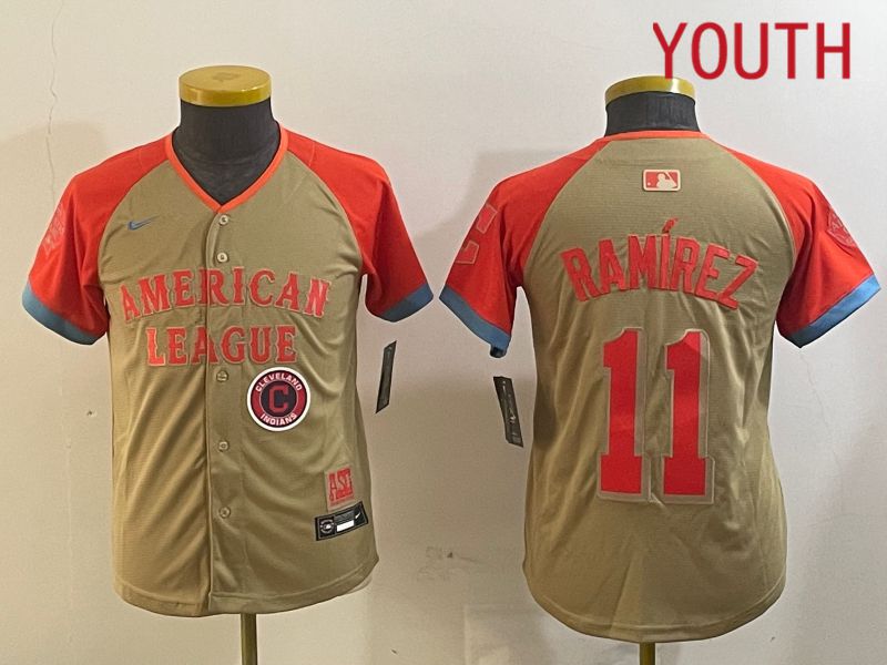 Youth Cleveland Indians #11 Ramirez Orange All star 2024 Nike MLB Jersey style 1->youth mlb jersey->Youth Jersey